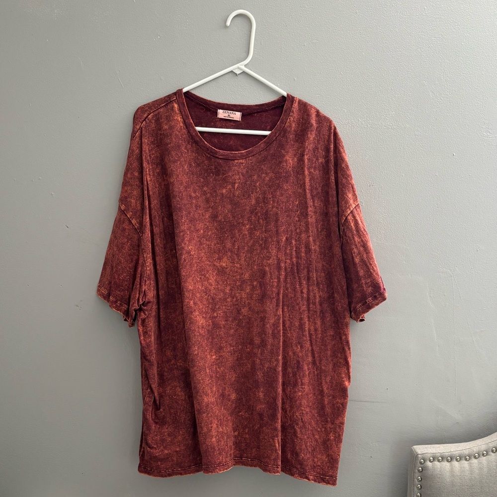 Zenana Oversized Mineral Wash Tee